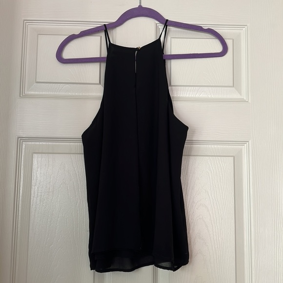 Staccato black two layer sheer pleated sleeveless top large - Picture 5 of 6